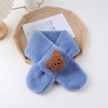 2022 Autumn Winter Soft Plush Children Scarf Cute Cartoon Girl Baby Thick