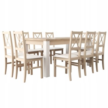 Solidny stół i 10 drewnianych krzeseł