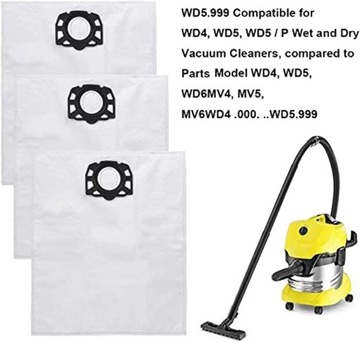 5 мешков + фильтр для пылесоса Karcher WD4 WD5 WD6 MV4 MV5 MV6