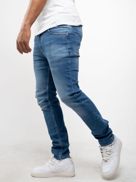 Spodnie Męskie JEANSOWE BASIC SLIM Niebieskie 31