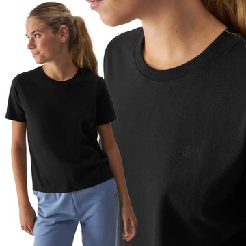 ЖЕНСКАЯ ФУТБОЛКА 4F, СПОРТИВНАЯ ХЛОПКОВАЯ ФУТБОЛКА, Повседневный стиль AW241650