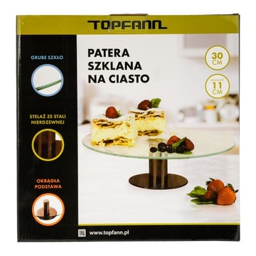 ВРАЩАЮЩАЯСЯ СТЕКЛЯННАЯ ТАРЕЛКА ДЛЯ ТОРТА, ФРУКТОВ, ВЫСОКАЯ, ЧЕРНАЯ КРУГЛАЯ ТАРЕЛКА 30СМ