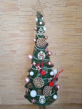 Елка на шесте, конус, 200 см, со светодиодным декором.