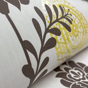 ВИНИЛОВЫЕ ОБОИ ЦВЕТЫ РОЗЫ РОЗЕТКА МАНДАЛА СЕРЫЕ 11076104