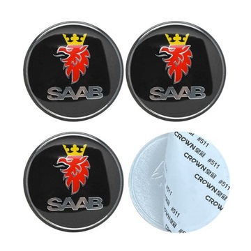 4x NAKLEJKI EMBLEMATY ZNACZKI NA FELGI SAAB 59MM