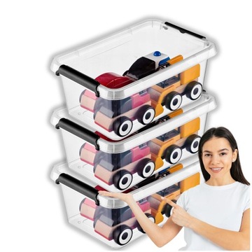 pojemnik plastikowy ZESTAW 3 SZT pudełko z pokrywą organizer szuflady 4,5l