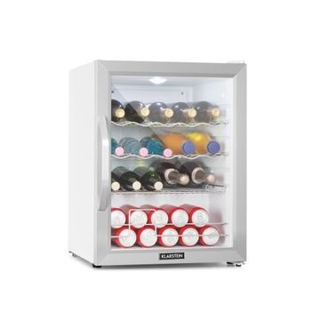 MAŁA LODÓWKA MINI CHŁODZIARKA MINIBAR KLARSTEIN LED 47CM 60L BIAŁA INOX