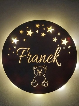 Ночник светодиодный с именем, на батарейках, 30 см, из дерева.