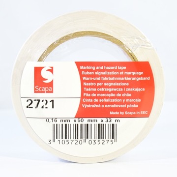 Taśma 2721 Ostrzegawcza Biała 50mm 33m SCAPA