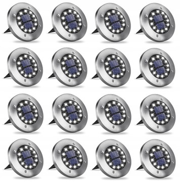 16x LAMPA SOLARNA LED OGRODOWA NAJAZDOWA GRUNTOWA DYSKI MOCNE LAMPY 12 LED