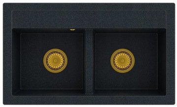 Черная гранитная раковина с частицами Zloty