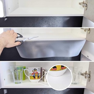 ЗАЩИТНЫЙ КОВРИК ДЛЯ ЯЩИКОВ ШКАФА, ПРОТИВСКОЛЬЗЯЩИЙ, 150х50 см, ПЯТЕНОСТОЙКИЙ, БЕЛЫЙ