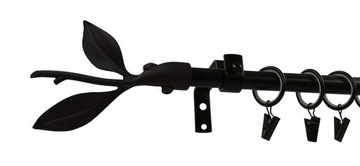 KARNISZ LOFT 16mm CZARNY 180cm ciche kółka LIŚĆ