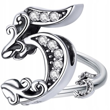CHARMS CYFRA PIĘĆ 5 koralik beads srebro S925
