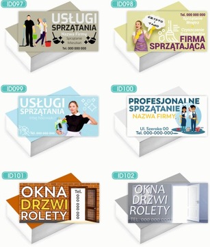 Wizytówki firmowe 100szt RÓŻNE WZORY do wyboru OKNA DRZWI ROLETY