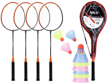 Ракетки для бадминтона + набор красочных воланов в футляре