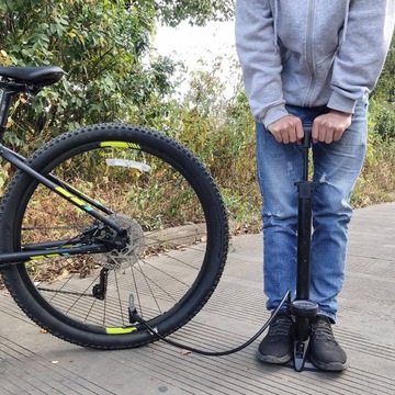 СТАНДАРТНЫЙ ВЕЛОСИПЕДНЫЙ НАСОС, ШЛАНГ 60 СМ, ДЛЯ ВЕЛОСИПЕДА, ШАРИКИ, 3 КОНЦА, МАНОМЕТР