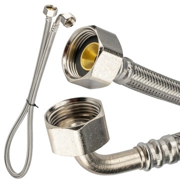 WĘŻYK KOLANKOWY W OPLOCIE ZE STALI NIERDZEWNEJ 100 CM GW 3/4'' x GW 3/4''