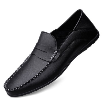 BUTY MĘSKIE MOKASYNY SKÓRA Wsuwane Komfort slip on skóra naturalna 44