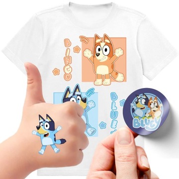 ZESTAW KOSZULKA + TATUAŻE NAKLEJKI BLUEY BLUE 152