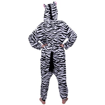 ZEBRA PIŻAMA Kigurumi Onesie Przebranie Pajacyk Kombinezon Dres L 165-174