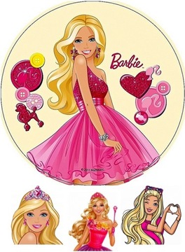 OPŁATEK NA TORT BARBIE OKRĄGŁY GRUBY 20CM!