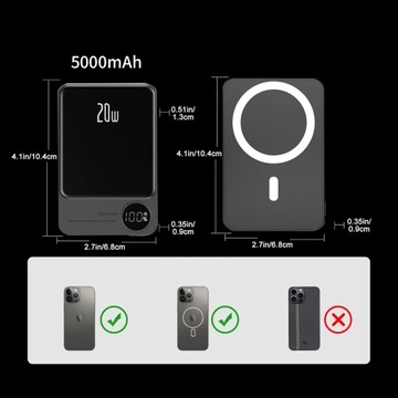 МАГНИТНЫЙ БЕСПРОВОДНОЙ БАНК ПИТАНИЯ 5000МАЧ ДЛЯ IPHONE 13/12/14/15