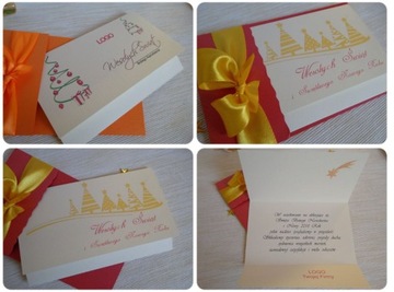 FIRMOWE BIZNESOWE KARTKI ŚWIĄTECZNE Boże Narodzenie z logo koperta PERŁOWE