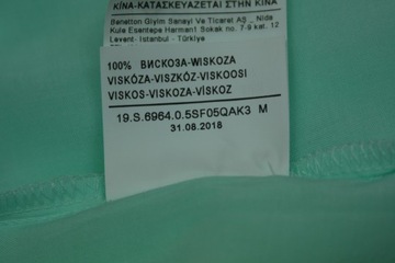 Bluzka luźna koszulka mięta BENETTON wiskoza M