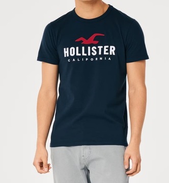t-shirt Hollister Abercrombie koszulka L tall granatowa
