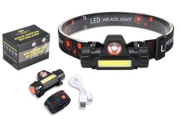 LATARKA CZOŁOWA LED AKUMULATOR 400mh ŁADOWANA PRZEZ USB + MAGNESEM