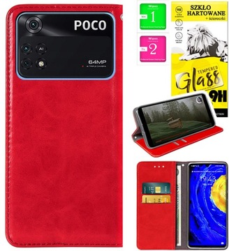 Etui Portfel CASE STOJAK MAGNES KOLORY + SZKŁO 9H do Xiaomi Poco M4 Pro 4G