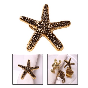 Настольные кольца для салфеток, украшение, держатель для колец для салфеток, украшение из сплава с морской звездой