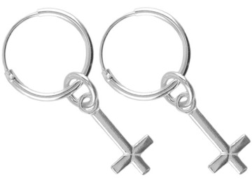 VERSIL kolczyki kółka 12 mm krzyż odwr. SREBRO 925