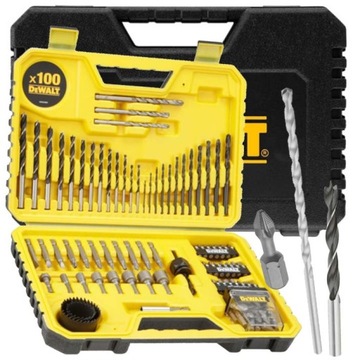 DEWALT ZESTAW WIERTEŁ BITÓW NASADEK 100EL DO METALU DREWNA BETONU DT71563