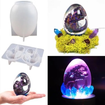 DIY кристаллическая форма для эпоксидной смолы в форме яйца, силиконовая форма для динозавра, ночник