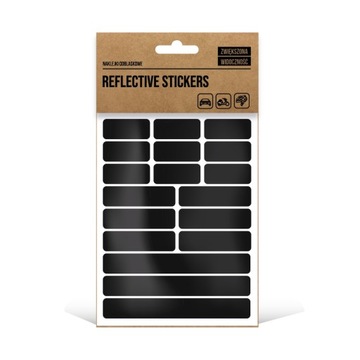 Naklejki ODBLASKOWE na rower, kask 18 szt CZARNE