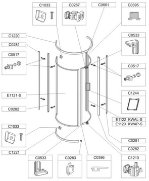 Бегунок нижний белый, для душевых кабин Санпласт