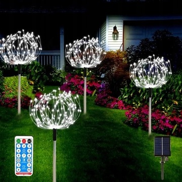 4x Solarne światła fajerwerków lampy ogrodowe LED