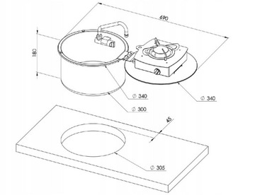 Газовая плита Складная с раковиной CAN Раковина