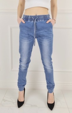 DAMSKIE SPODNIE JEANS w GUMKĘ WIĄZANE Plus Size 5
