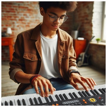 DUŻY KEYBOARD ORGANY PIANINO PODŚWIETLANE KLAWISZE LED TRYB LEKCJI+MIKROFON