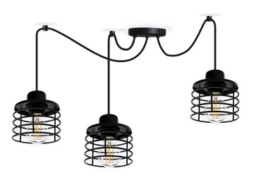 PAJĄK LAMPA WISZĄCA CZARNA DRUCIANY KLOSZ