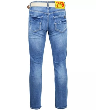 Klasyczne spodnie męskie jeansy z paskiem 38