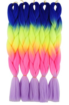 WŁOSY SYNTETYCZNE KOLOROWE WARKOCZYKI OMBRE 4K.031