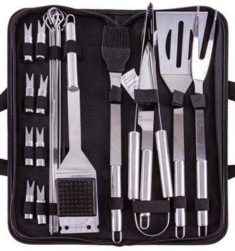 Akcesoria Do Grilla Zestaw Grillowy Przybory GRILL BBQ 21w1 Szczypce Etui