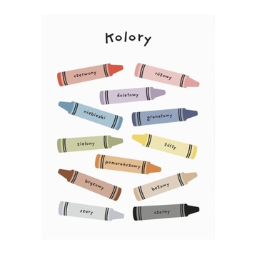 PLAKAT EDUKACYJNY dla dzieci 30x40 KOLORY kredki MONTESSORI