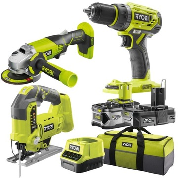 Дрель RYOBI ЛОБЗИРОВКА R18JS ШЛИФОВАЛЬНАЯ МАШИНА R18AG 2xAku BAG RCK183A-242S