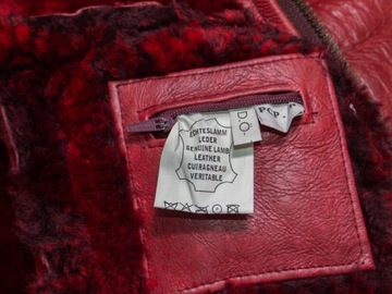 ORIGINAL SHEARLING KOŻUCH CZERWONY BURGUND WMN 38