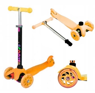 ТРЕХКОЛЕСНЫЙ ДЕТСКИЙ САМОКАТ TOBBI-TOYS БАЛАНСИРОВАННЫЕ КОЛЕСА LED ОРАНЖЕВЫЙ